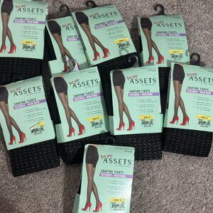 SPANX Assets Shaping Tights Textured Wish Bone 9 Pairs - Black Size 2 NEW